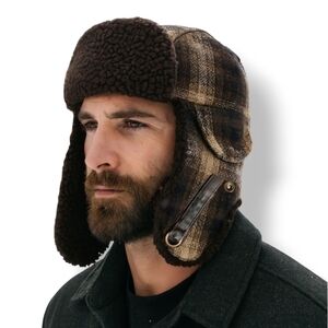 Stetson Brown Plaid Wool Blend Trapper Hat